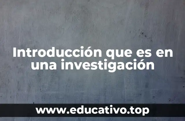 Introducción que es en una investigación