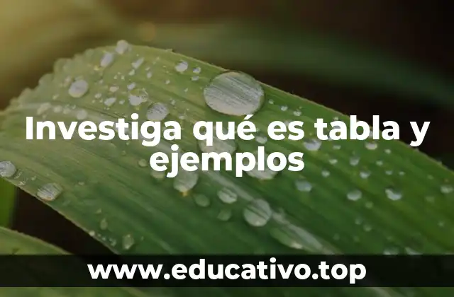 Investiga qué es tabla y ejemplos