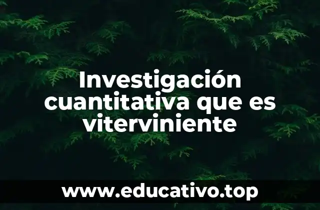 Investigación cuantitativa que es viterviniente