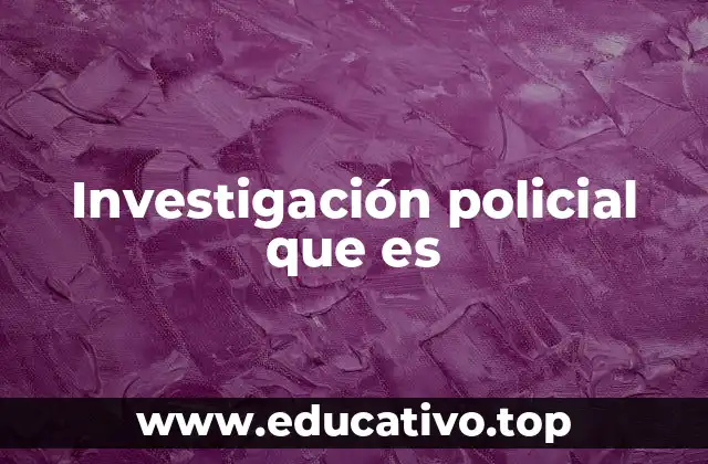 Investigación policial que es
