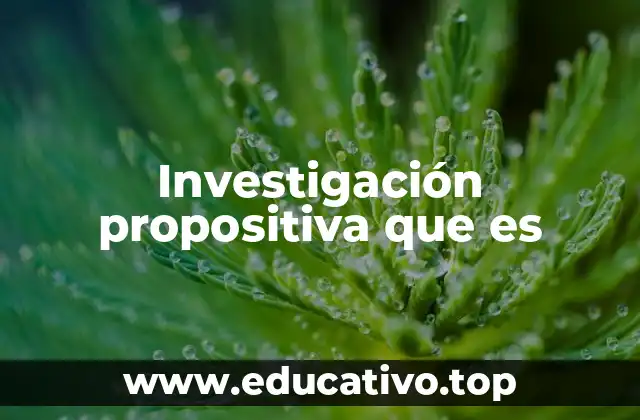 Investigación propositiva que es