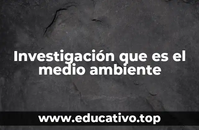 Investigación que es el medio ambiente