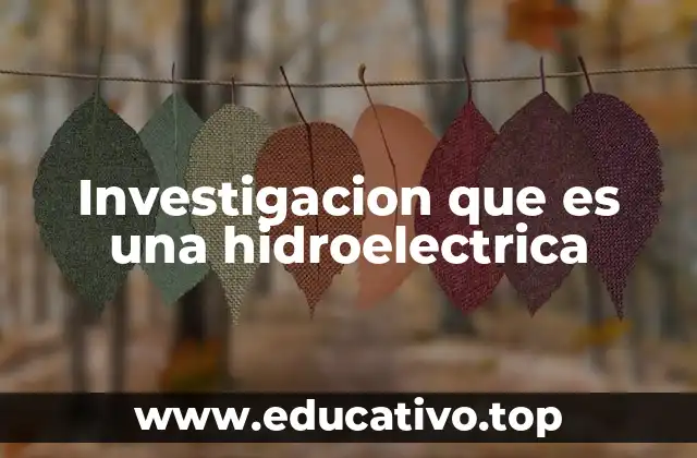 Investigacion que es una hidroelectrica