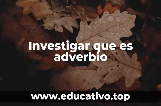 Investigar que es adverbio