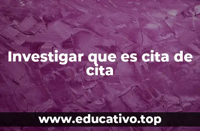Investigar que es cita de cita