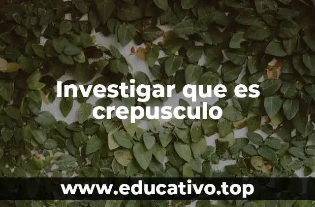 Investigar que es crepusculo