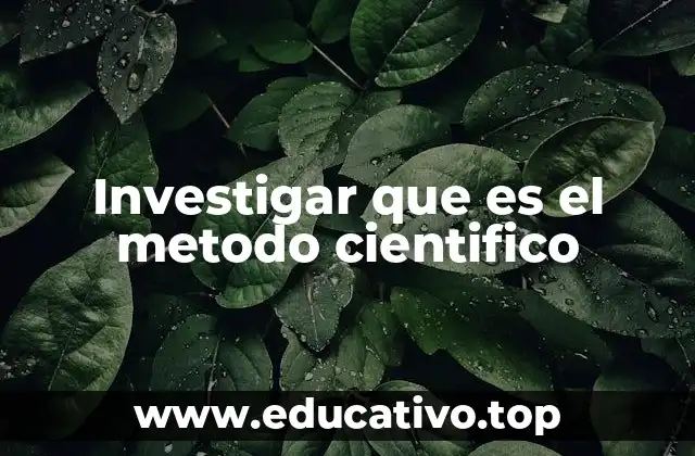 Investigar que es el metodo cientifico