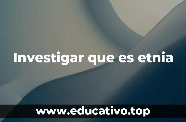 Investigar que es etnia