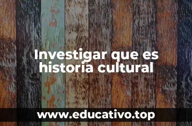 Investigar que es historia cultural