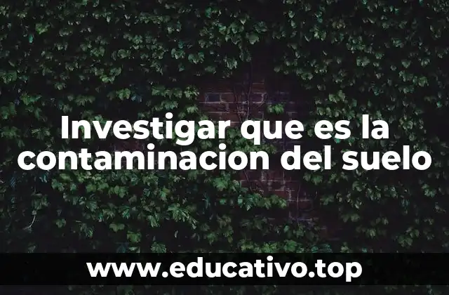 Investigar que es la contaminacion del suelo