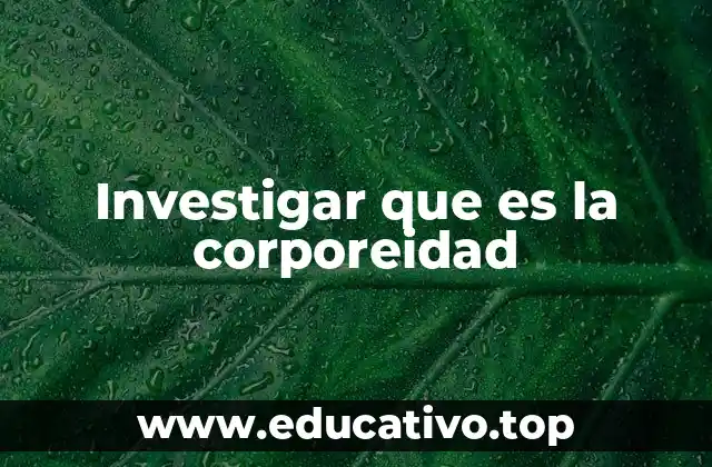 Investigar que es la corporeidad