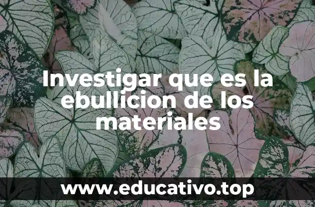 Investigar que es la ebullicion de los materiales