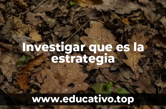 Investigar que es la estrategia