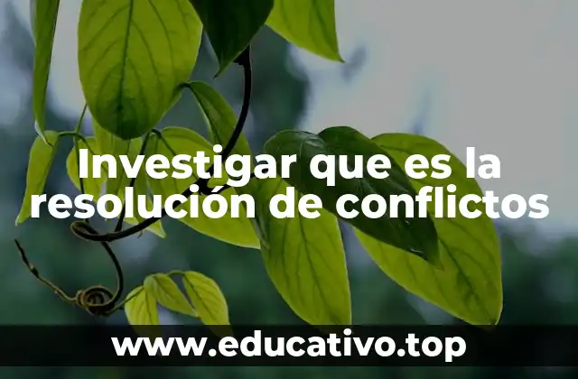 Investigar que es la resolución de conflictos