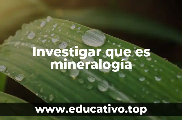 Investigar que es mineralogía