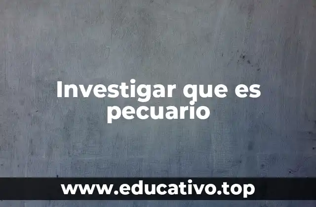 Investigar que es pecuario