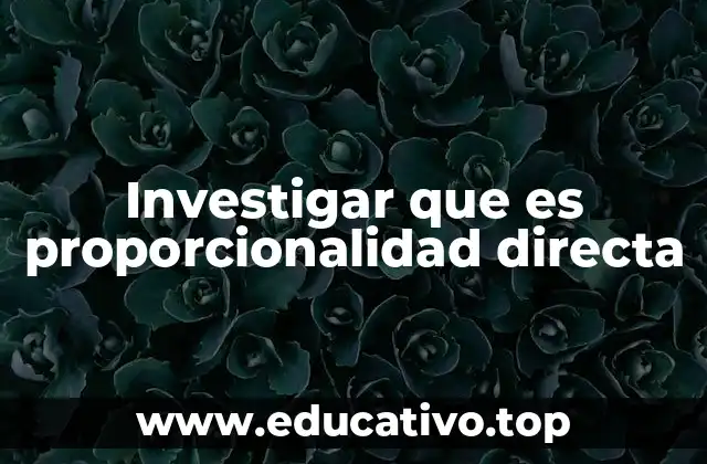 Investigar que es proporcionalidad directa