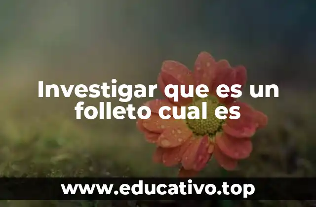 Investigar que es un folleto cual es