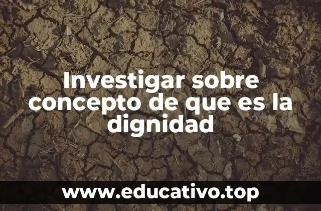 Investigar sobre concepto de que es la dignidad
