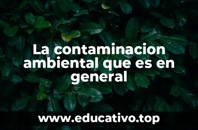 La contaminacion ambiental que es en general