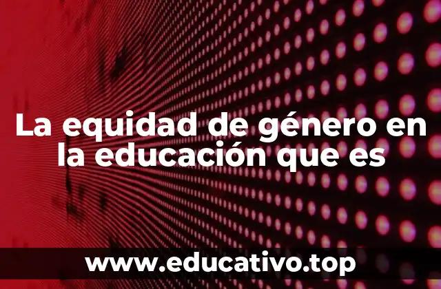 La equidad de género en la educación que es