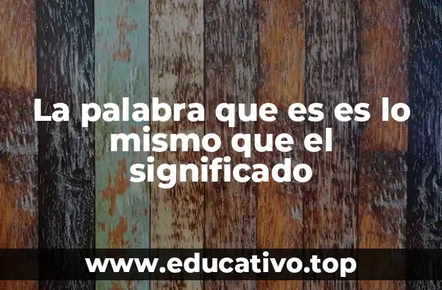 La palabra que es es lo mismo que el significado