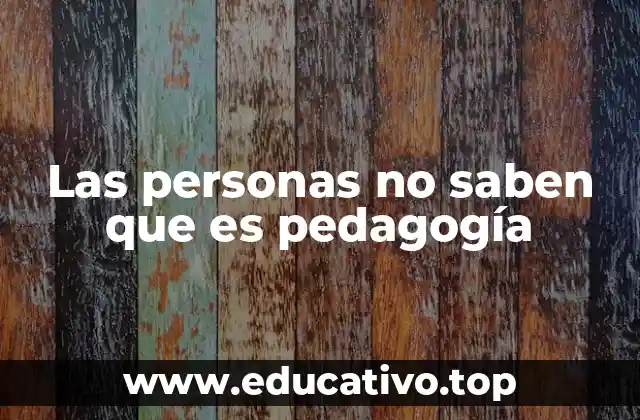Las personas no saben que es pedagogía