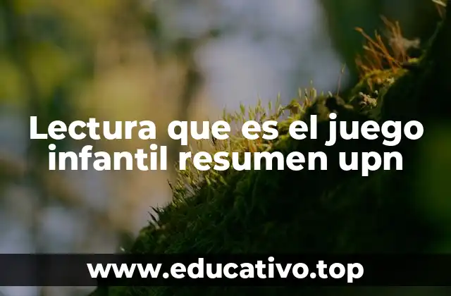 Lectura que es el juego infantil resumen upn