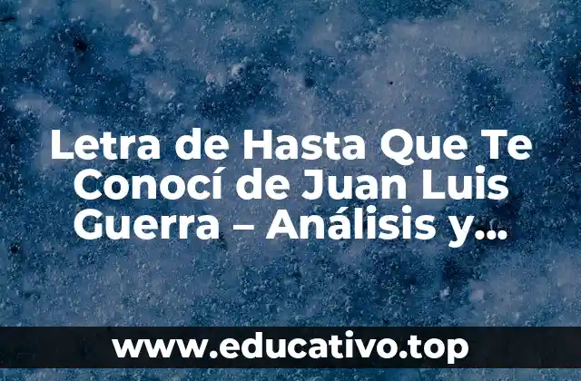 Letra de Hasta Que Te Conocí de Juan Luis Guerra – Análisis y Significado