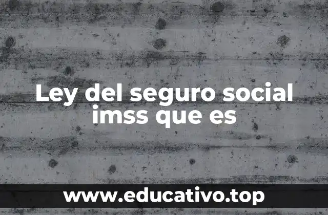 Ley del seguro social imss que es