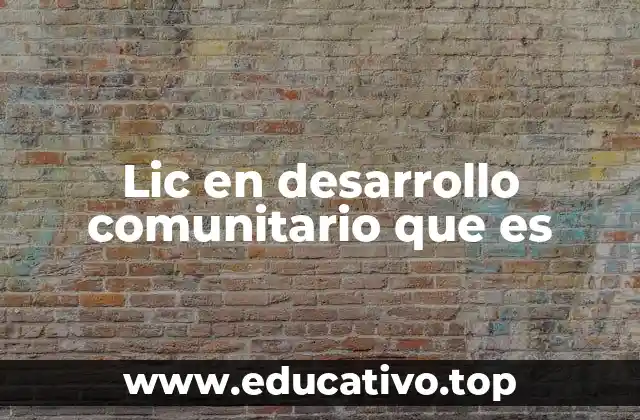 Lic en desarrollo comunitario que es