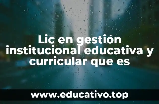 Lic en gestión institucional educativa y curricular que es
