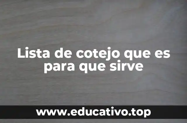 Lista de cotejo que es para que sirve