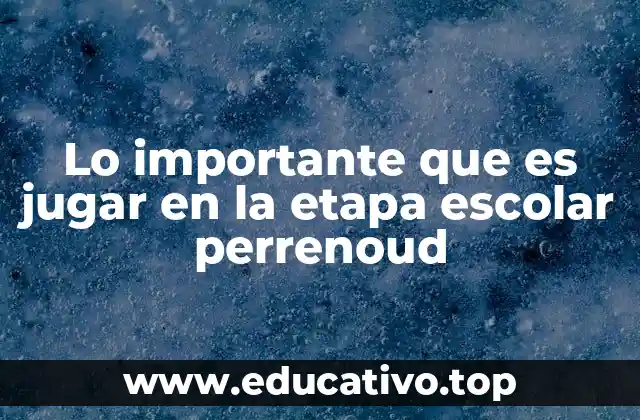 Lo importante que es jugar en la etapa escolar perrenoud