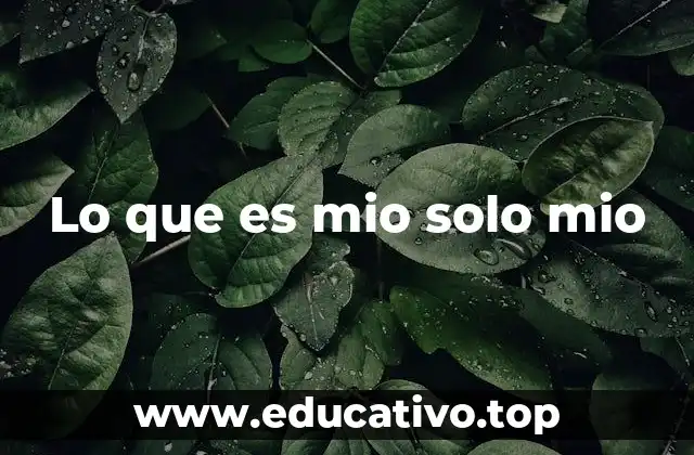 Lo que es mio solo mio