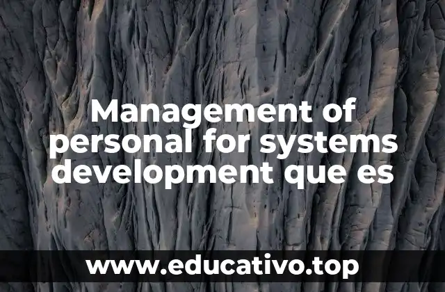 Management of personal for systems development que es
