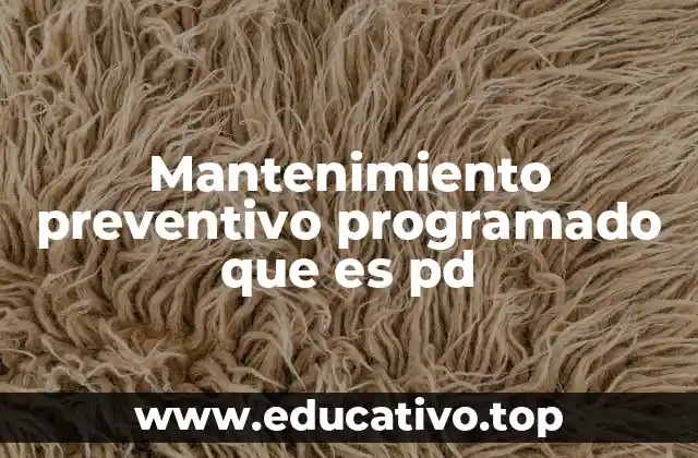 Mantenimiento preventivo programado que es pd