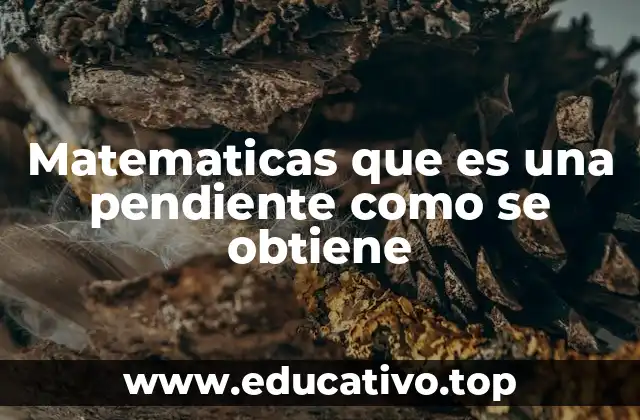 Matematicas que es una pendiente como se obtiene