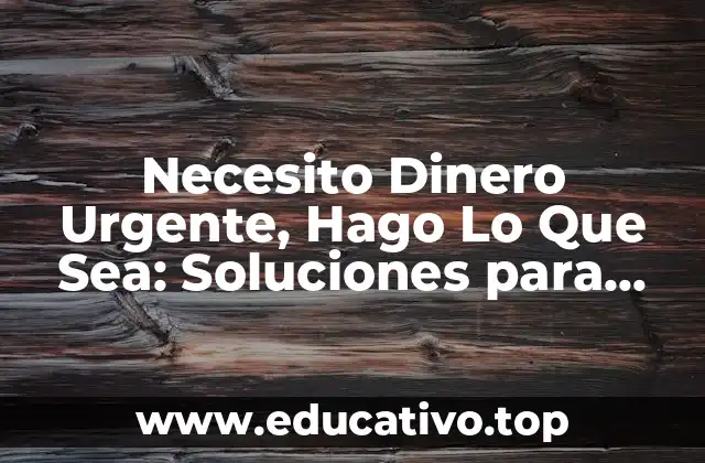 Necesito Dinero Urgente, Hago Lo Que Sea: Soluciones para Emergencias Financieras