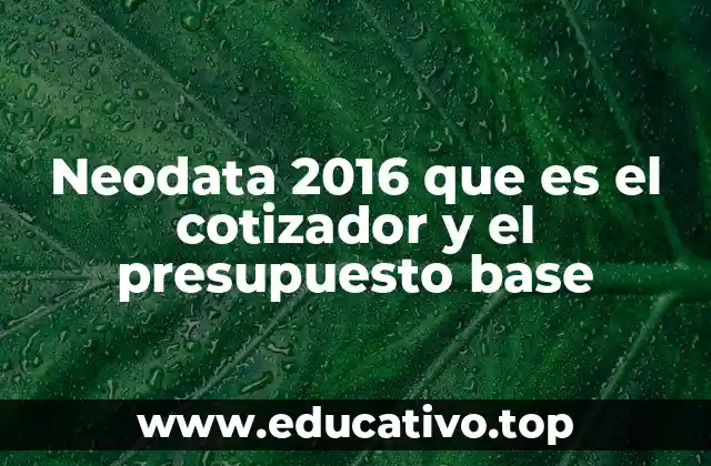 Neodata 2016 que es el cotizador y el presupuesto base