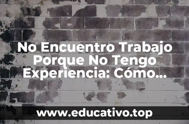 No Encuentro Trabajo Porque No Tengo Experiencia: Cómo Superar Este Obstáculo