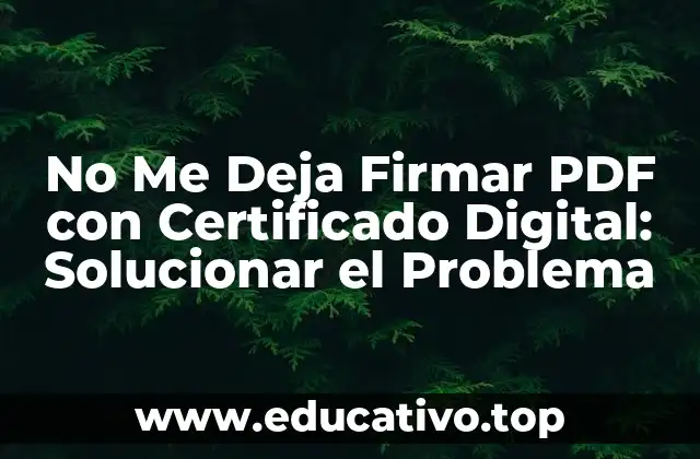 No Me Deja Firmar PDF con Certificado Digital: Solucionar el Problema
