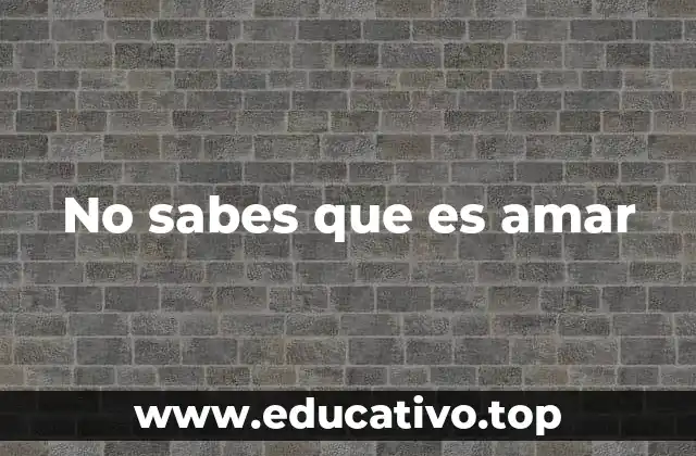No sabes que es amar