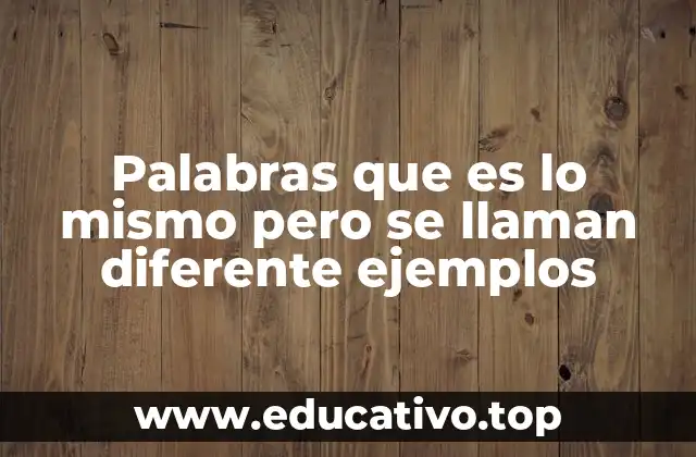 Palabras que es lo mismo pero se llaman diferente ejemplos