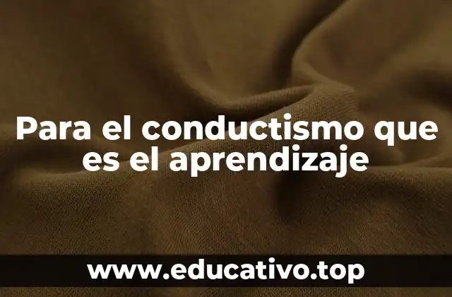 Para el conductismo que es el aprendizaje