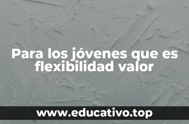 Para los jóvenes que es flexibilidad valor