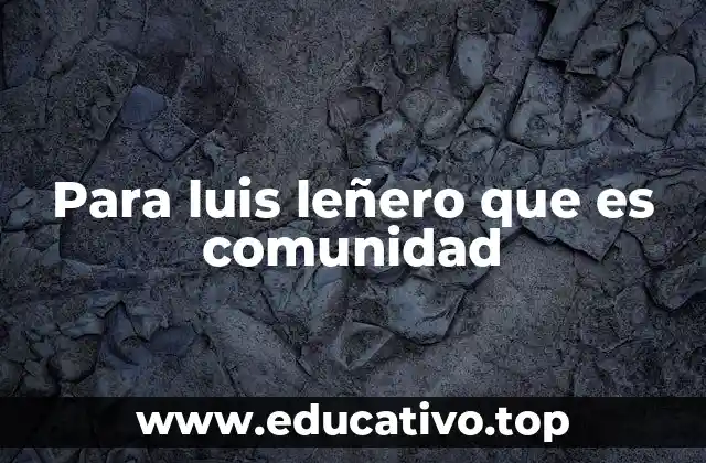 Para luis leñero que es comunidad