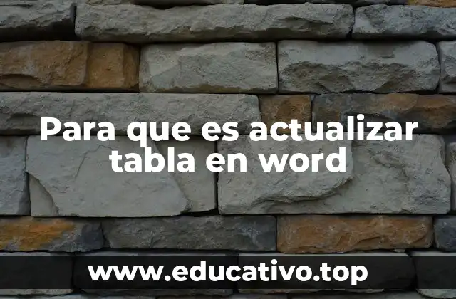 Para que es actualizar tabla en word