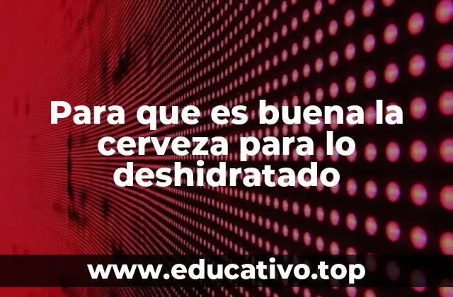 Para que es buena la cerveza para lo deshidratado
