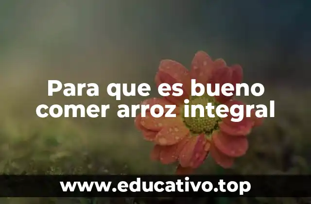 Para que es bueno comer arroz integral